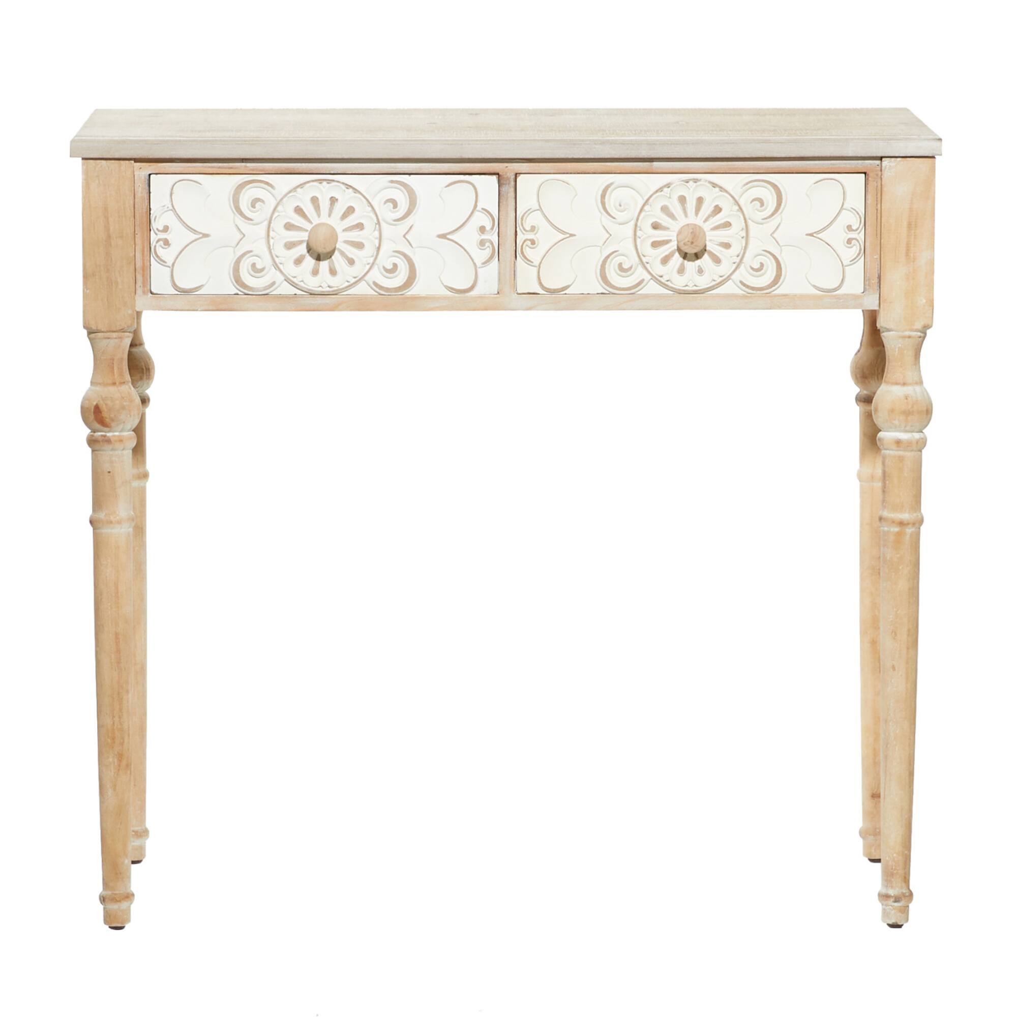 Brown Farmhouse Wood Console Table, 33" x 36"